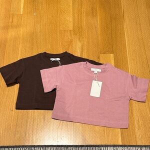 Zara Kids Short Sleeve Pink and Brown Tees